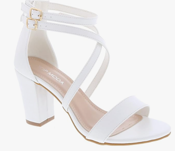 Over The Toe Cross Strap Block Heel Open Toe Dress Sandal