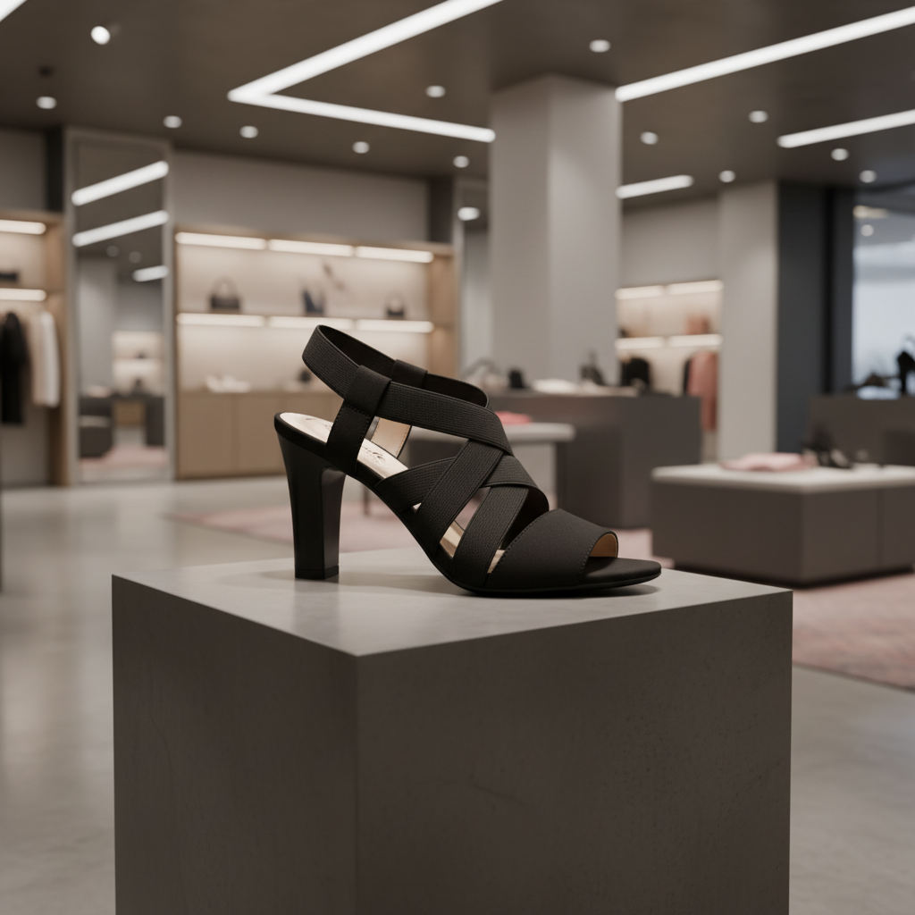 Black High Heel Sandal Display