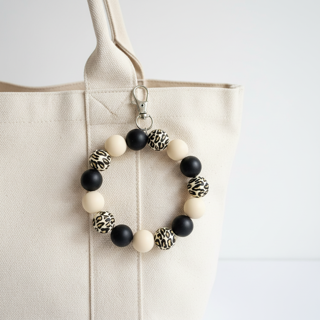 Leopard Print Keychain on Tote Bag