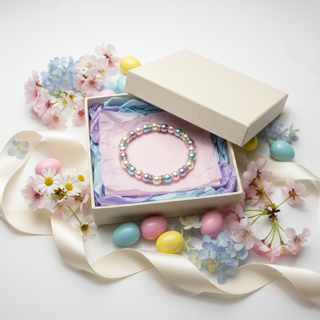 Pastel Pearl Bracelet in Easter Gift Box