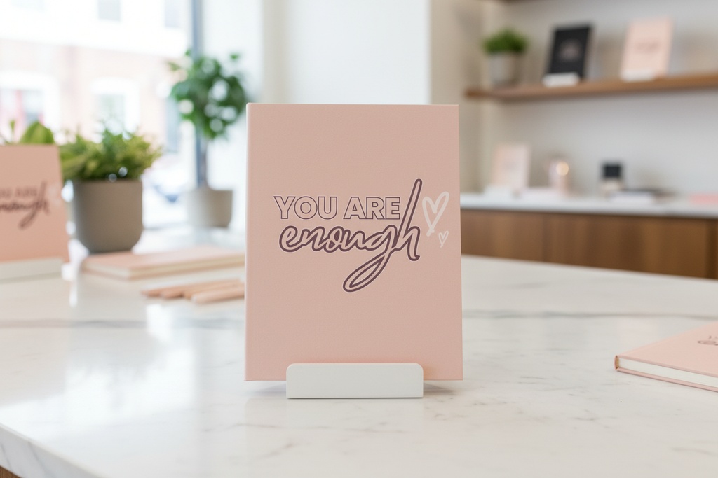 You Are Enough notebook cover display
